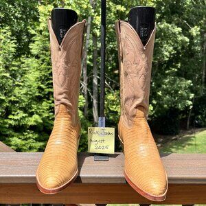 [SOLD]HighEnd Falconhead Genuine Light Tan Lizard Cowboy Boots in size 10.5D/11D